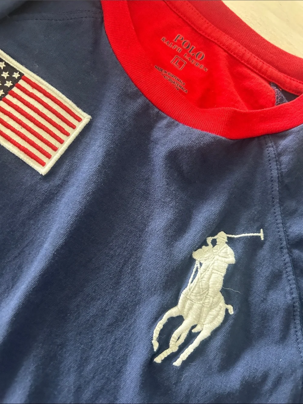 Polo by Ralph Lauren Navy Short-Sleeve Tee with Red Trim & White Logo